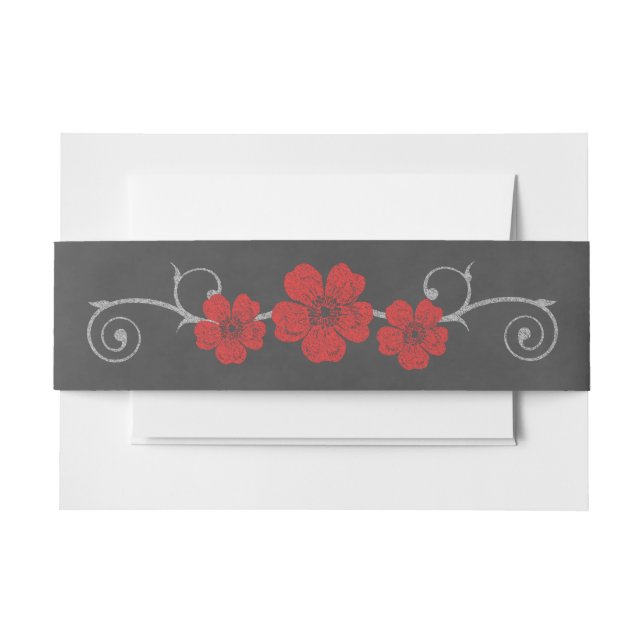 Wilde Rote Rosen Chalkboard Einladungsbanderole (Vorderseite Beispiel)