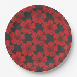 Wilde Rote Rosen Chalkboard Pappteller