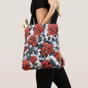 wilde rote Rosen Tasche