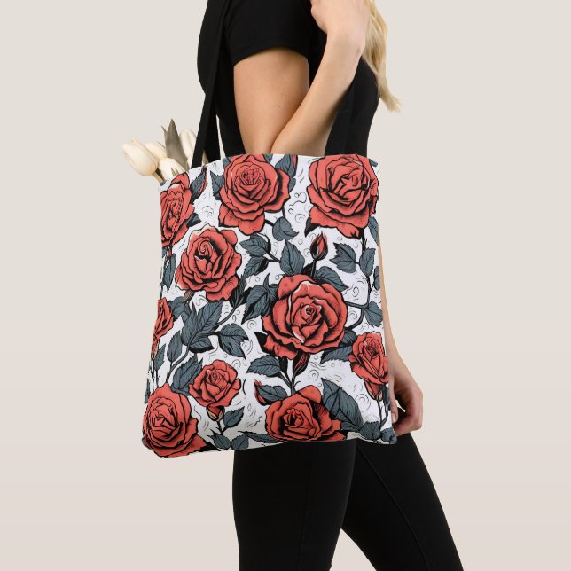 wilde rote Rosen Tasche (Von Nahem)