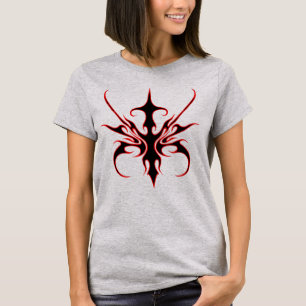 Wilde rote und schwarze Stammeslinien-Kunstillustr T-Shirt
