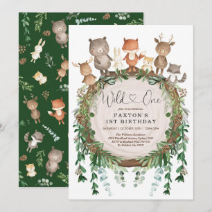 Wilde, rustikale Waldtiere zum Geburtstag Einladung