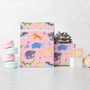 Wilde Safari auf rosa Wrapping Paper Geschenkpapier