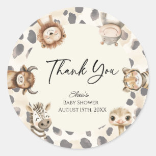 Wilde Safari-Baby-Party Runder Aufkleber