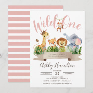 Wilde Safari-Dschungel-Baby-Party-Einladung Einladung
