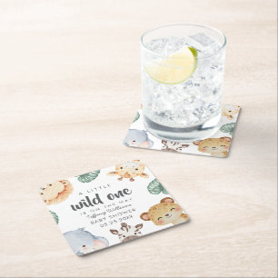 Wilde Safari-Tier-Baby-Shower-Dekoration Rechteckiger Pappuntersetzer