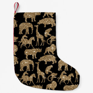 Wilde Safari-Tiere Elegant Golden Glitter Funkeln Kleiner Weihnachtsstrumpf