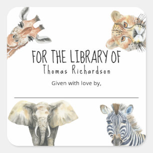 Wilde Safari-Tiere - Für die Bibliothek von Quadratischer Aufkleber