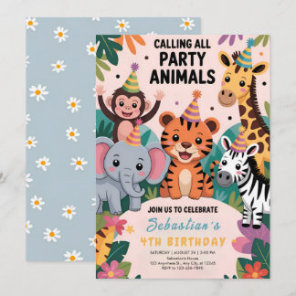 Wilde Safari-Tiere Geburtstag Einladung