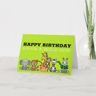 Wilde Safari-Tiere, Kinder zum Geburtstag Karte