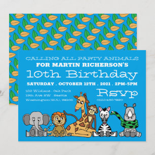 Wilde Safari-Tiere, Kinderpartys Einladung