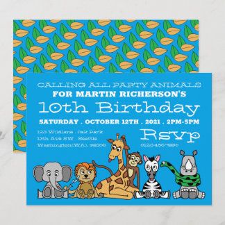 Wilde Safari-Tiere, Kinderpartys Einladung