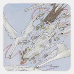 Wilde Schwan-quadratischer Aufkleber Harrys Clarke
