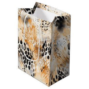 Wilde schwarze Creme Leoparden-Tier-Blume Mittlere Geschenktüte
