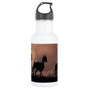 Wilde schwarze Schönheitspferde Trinkflasche