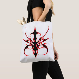 Wilde schwarze und rote Stammeslinien-Kunst-Illust Tasche