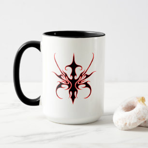 Wilde schwarze und rote Stammeslinien-Kunst-Illust Tasse