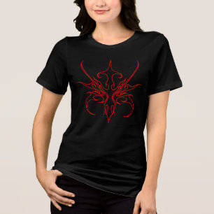 Wilde schwarze und rote Stammeslinien-Kunst-Illust Tri-Blend Shirt