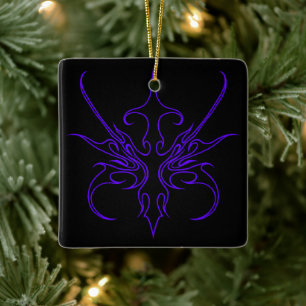 Wilde schwarze und violette Stammeslinienkunst Keramikornament