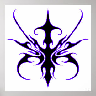 Wilde schwarze und violette Stammeslinienkunst Poster