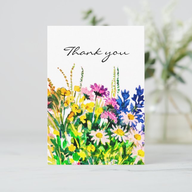 Wilde Sommer Blume danke Karte (Stehend Vorderseite)