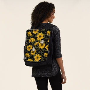Wilde Sonnenblumen und goldfarbene Vögel/gelb und  Rucksack