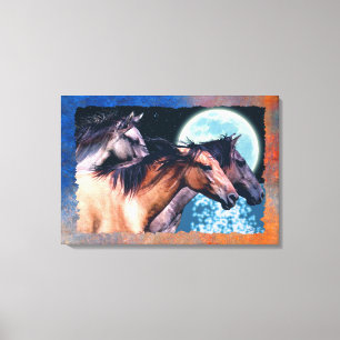 Wilde Spanische Mustang Pferde Fantasie Art Leinwanddruck