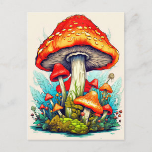 Wilde sprossende Waldpilze Postkarte