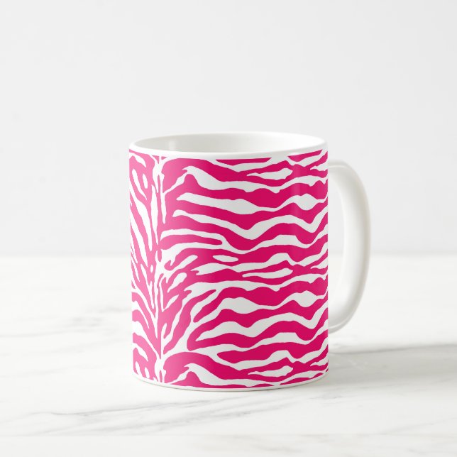 Wilde Tierdrucke, Zebra in Fuchsia, Rosa und Weiß Kaffeetasse (VorderseiteRechts)
