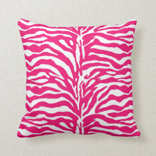 Wilde Tierdrucke, Zebra in Fuchsia, Rosa und Weiß Kissen