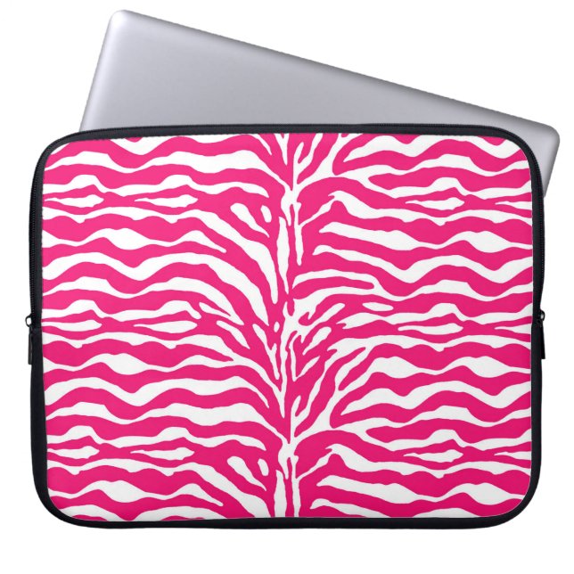 Wilde Tierdrucke, Zebra in Fuchsia, Rosa und Weiß Laptopschutzhülle (Vorderseite)