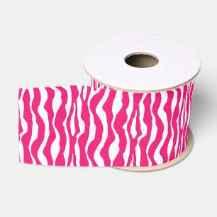 Wilde Tierdrucke, Zebra in Fuchsia, Rosa und Weiß Ripsband