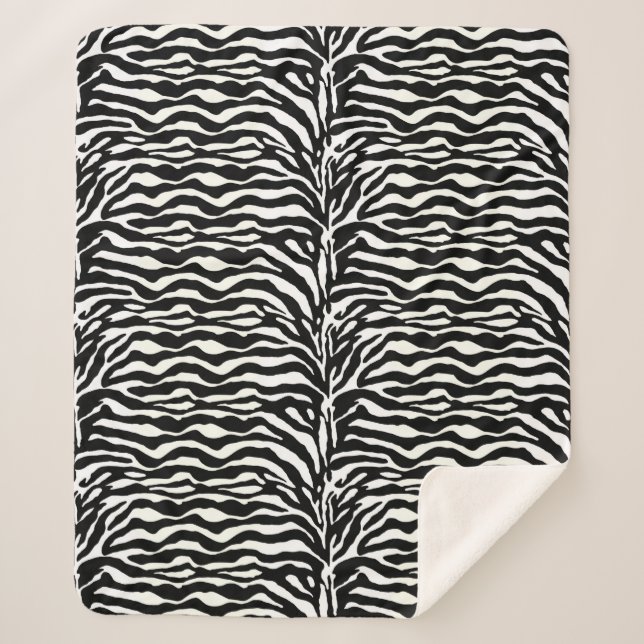 Wilde Tierdrucke, Zebra in Schwarz und Weiß Sherpadecke (Vorderseite)