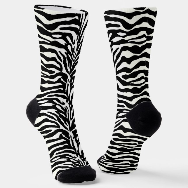 Wilde Tierdrucke, Zebra in Schwarz und Weiß Socken (Gewinkelt)