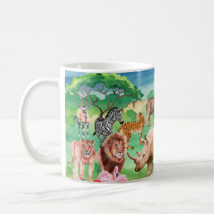 Wilde Tiere Afrikas im Hintergrund Kaffeetasse