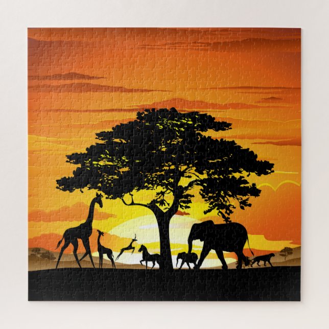 Wilde Tiere auf der afrikanischen Savanna Sunset (Vertikal)