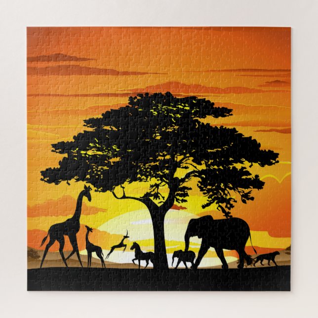 Wilde Tiere auf der afrikanischen Savanna Sunset (Vertikal)