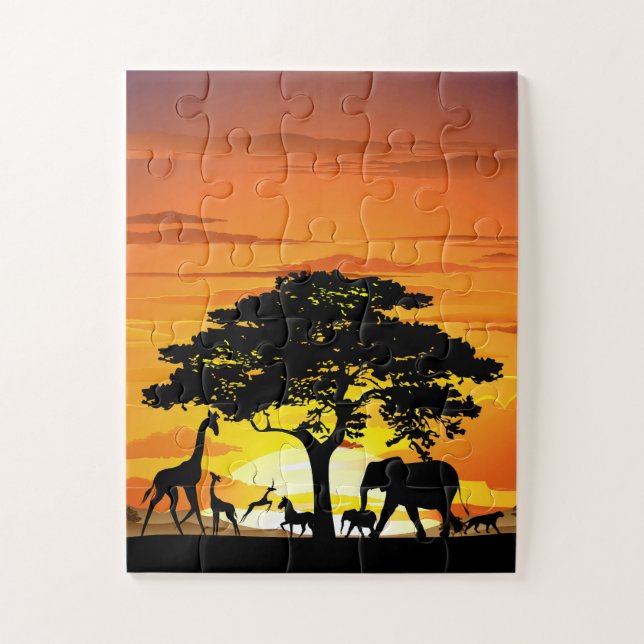 Wilde Tiere auf der afrikanischen Savanna Sunset (Vertikal)