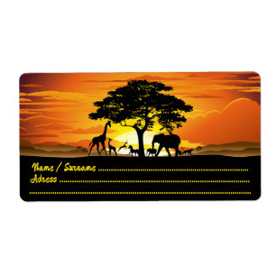 Wilde Tiere auf der afrikanischen Savanna Sunset
