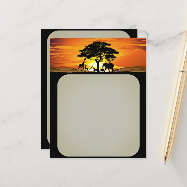 Wilde Tiere auf der afrikanischen Savanna Sunset (Vorderseite/Rückseite Beispiel)