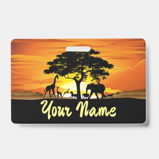 Wilde Tiere auf der afrikanischen Savanna Sunset Ausweis (Front)