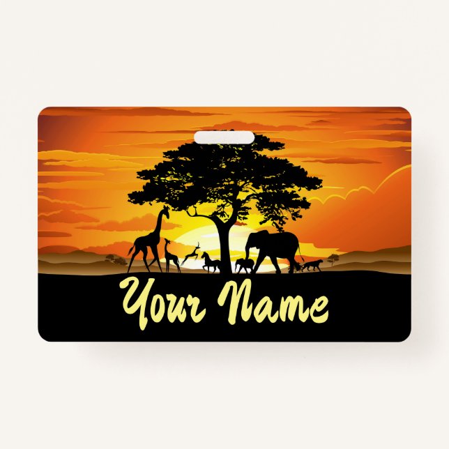 Wilde Tiere auf der afrikanischen Savanna Sunset Ausweis (Vorderseite)