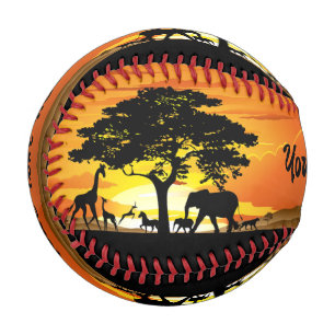 Wilde Tiere auf der afrikanischen Savanna Sunset Baseball