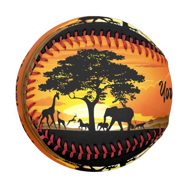Wilde Tiere auf der afrikanischen Savanna Sunset Baseball (Vorderseite Links)