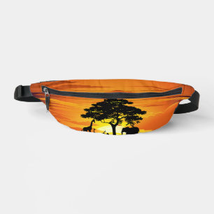 Wilde Tiere auf der afrikanischen Savanna Sunset Bauchtasche