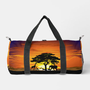 Wilde Tiere auf der afrikanischen Savanna Sunset Duffle Bag