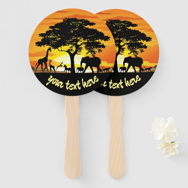 Wilde Tiere auf der afrikanischen Savanna Sunset Fächer (Vorne und Hinten)