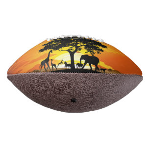 Wilde Tiere auf der afrikanischen Savanna Sunset Football