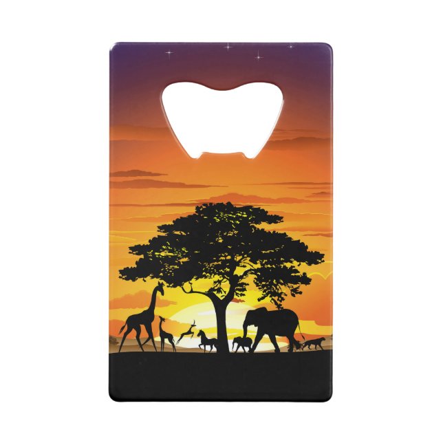 Wilde Tiere auf der afrikanischen Savanna Sunset Geldbeutel Flaschenöffner (Vorderseite)