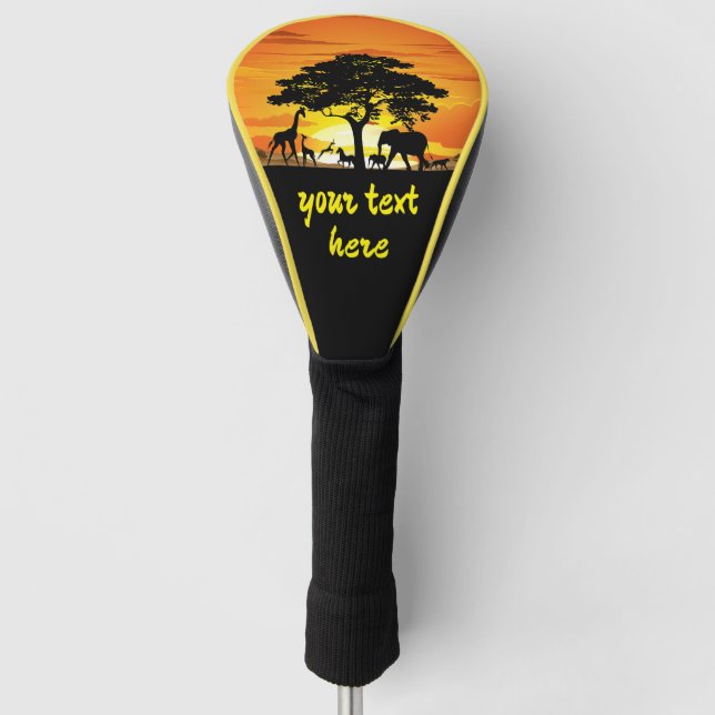 Wilde Tiere auf der afrikanischen Savanna Sunset Golf Headcover (Vorderseite)